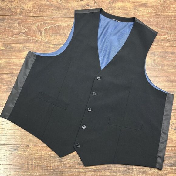 Oak Hill Vest Waistcoat Mens 52 R Black Perfect Fit‎ V-Neck Button Front - Picture 1 of 7